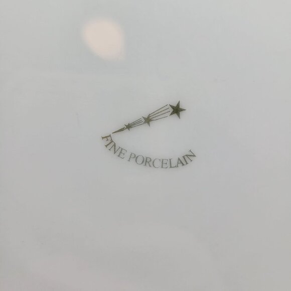 Fine Porcelain Dinner Plates Gold White Band Shooting Star Set of 4 - Picture 5 of 5